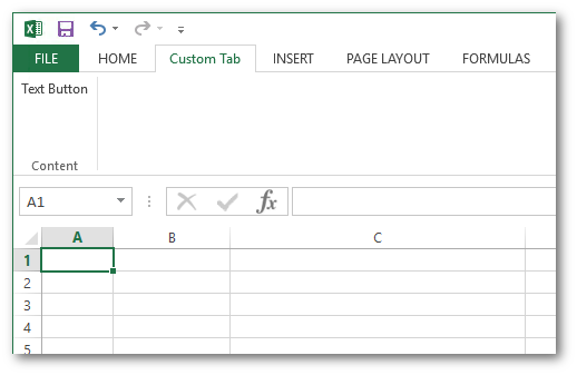 Custom Excel ribbon defined in XML.