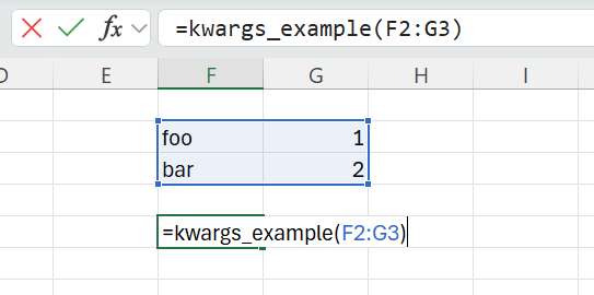Passing kwargs from Excel to Python