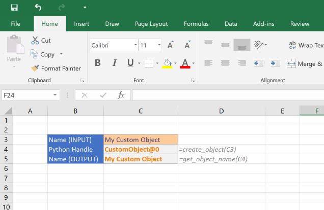Pass Python objects between Excel functions.