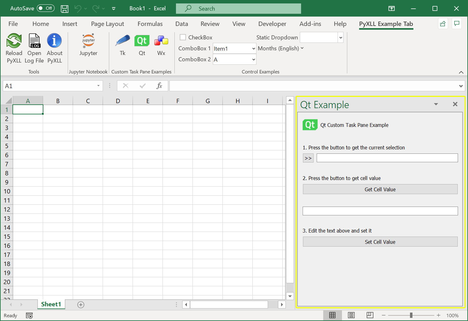 A Python user interface in Excel