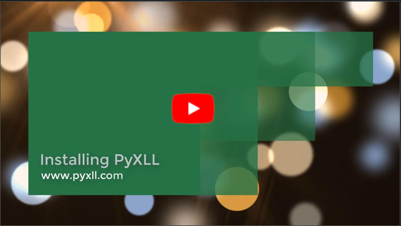Installing PyXLL Tutorial