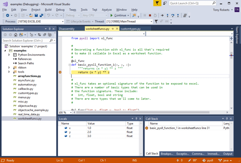 Pyxll the python excel add in