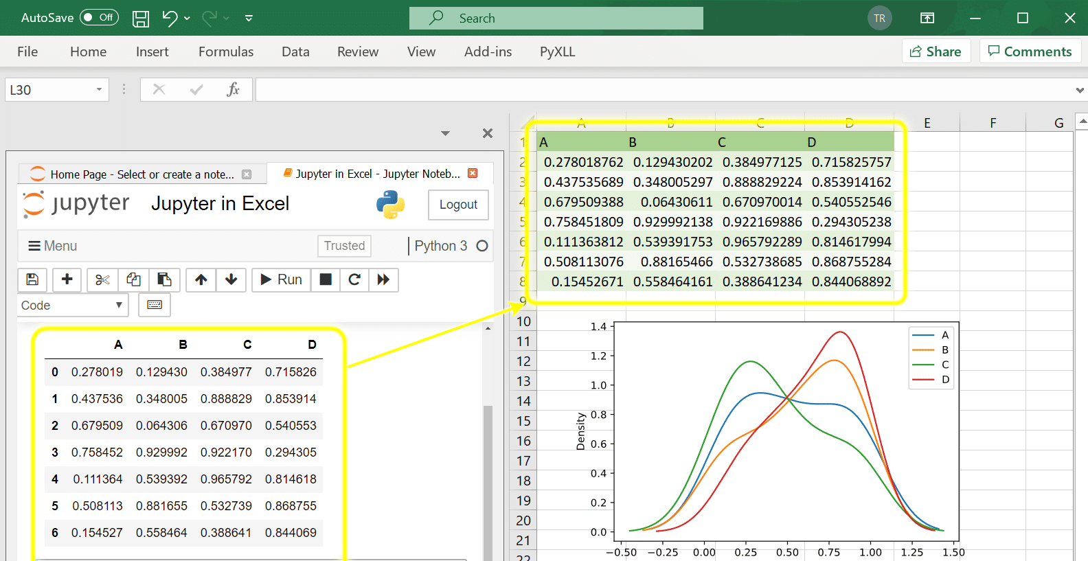 Python Jupyter Notebooks in Excel - PyXLL