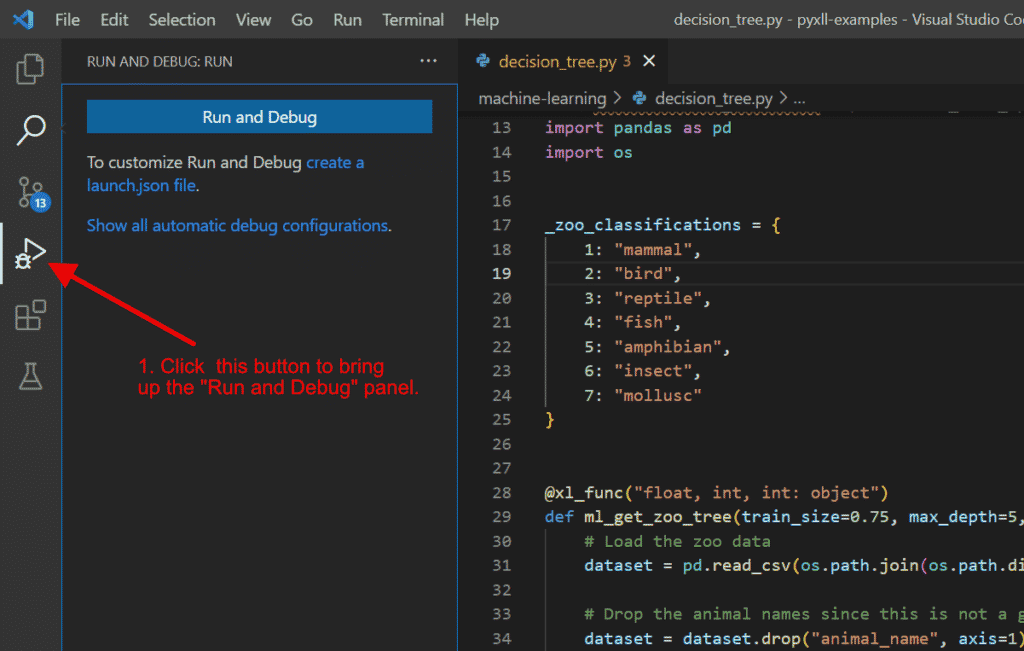 Attach VS Code to Python in Excel